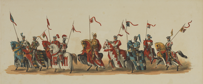 29146 Achtste blad van de maskerade van de studenten van de Utrechtse hogeschool op 25 juni 1867, voorstellende het ...